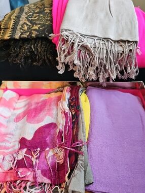 Women’s Lightweight Scarf - Pink, Purple & Cream